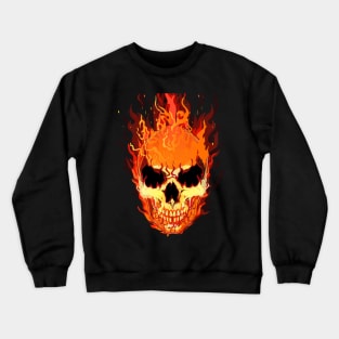 Fire Zombie Skull Face Crewneck Sweatshirt